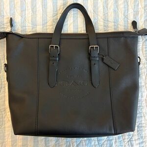 Coach "Hudson" Crossbody Brief Leather Bag Black.